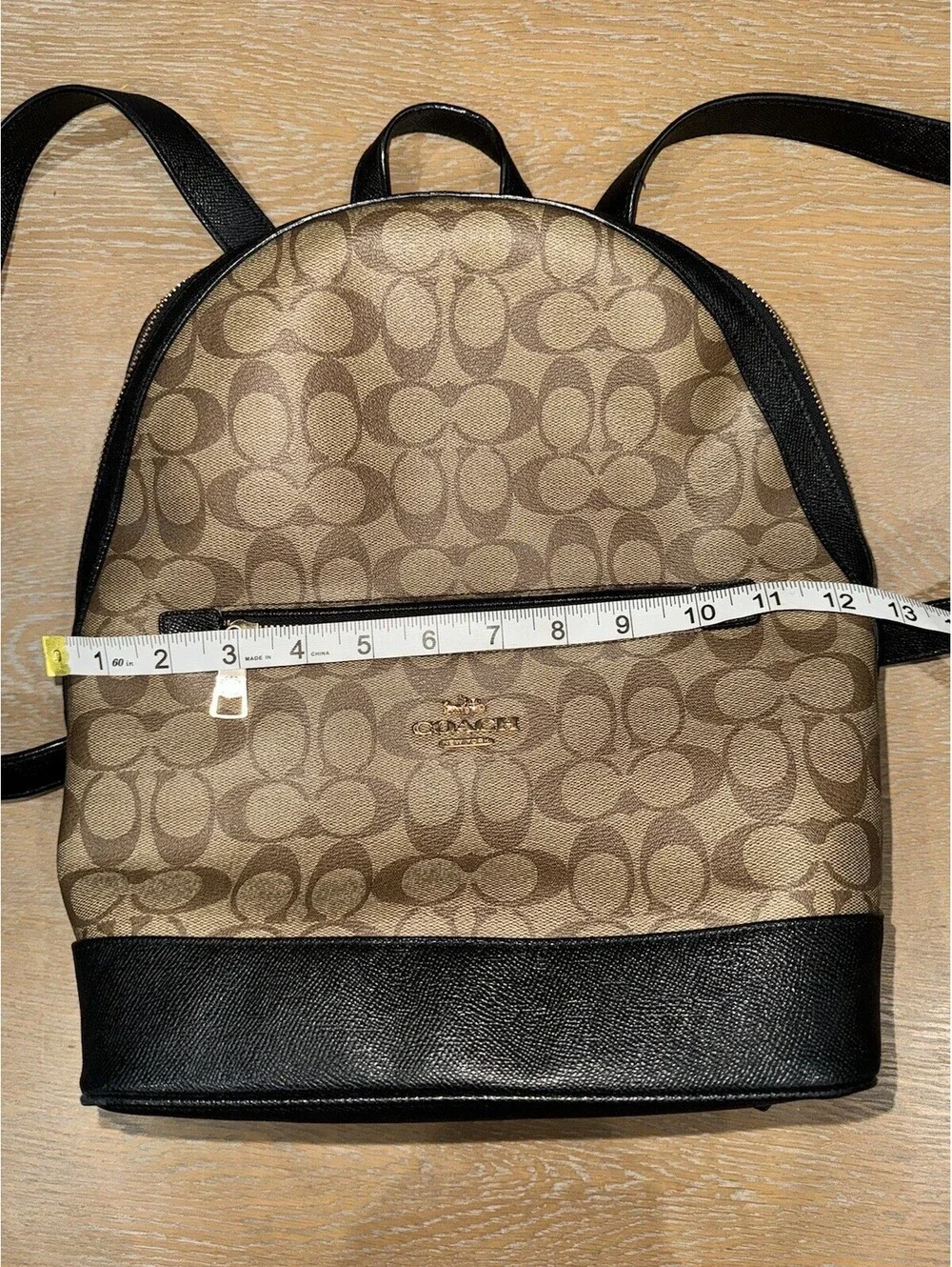 Coach Kenley Backpack in Signature Canvas Khaki / Black Gold Hardware C5679